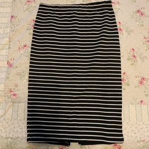 Striped black and white pencil skirt.